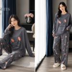 Grey Rabbid Full Printed Night Suit Premium Fabric for Girls