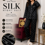 bow printed silk suit in premium fabric for girls and woman