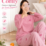 Pink Lining Full Sleeves Print Women's Night Suit – Cotton Sleepwear Set